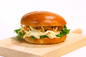 Chicken sandwich on brioche bread